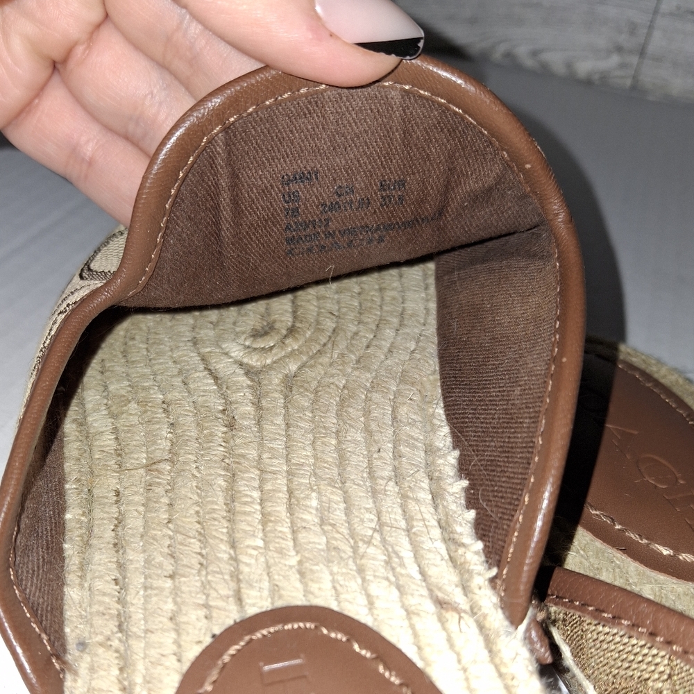 Coach G4841 Caley Signature Jacquard Espadrille Size 7- Khaki Saddle - Picture 5 of 5